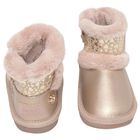 Younger Girls Rose Gold Faux Leather Boots, 4, hi-res