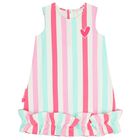 Girls Multi-Coloured Striped Dress, 1, hi-res