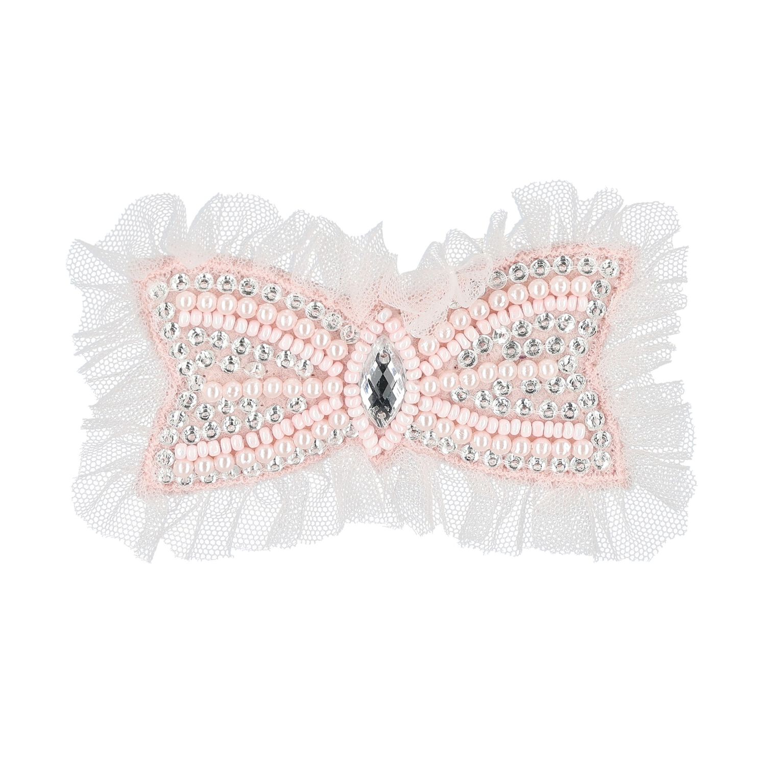 Girls Pink Bow Hairclip, 1, hi-res