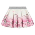 Baby Girls Ivory & Pink Disney Logo Pleated Skirt, 1, hi-res