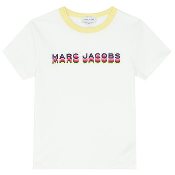 Girls White Logo Cotton T-Shirt