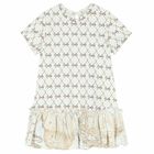 Girls White Logo Dress, 1, hi-res