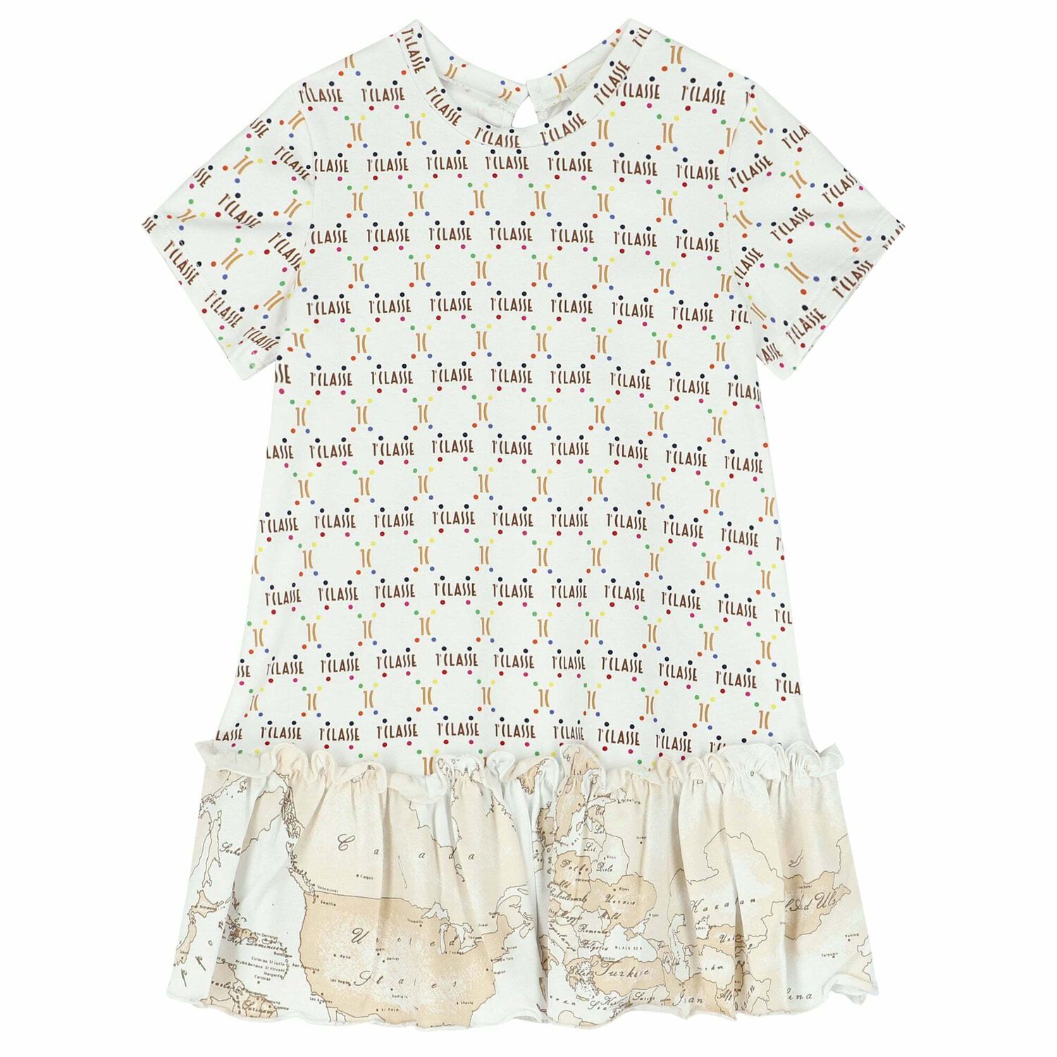 Girls White Logo Dress, 1, hi-res