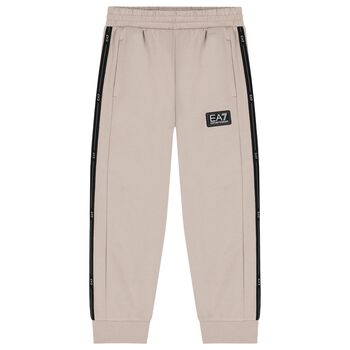 Boys Beige Logo Joggers