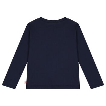 Girls Navy Blue Unicorn Long Sleeve Top