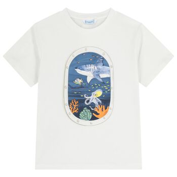 Boys White Underwater Window T-Shirt