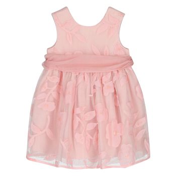 Younger Girls Pink Cut-Out Flowers Dress