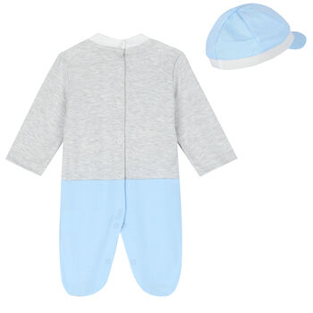 Baby Boys Grey & Blue Babygrow Set