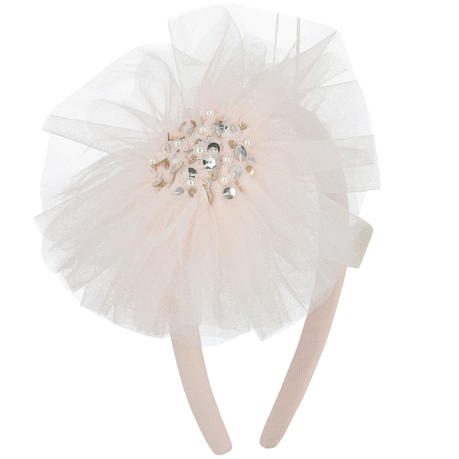 Girls Pink Tulle Headband, 1, hi-res