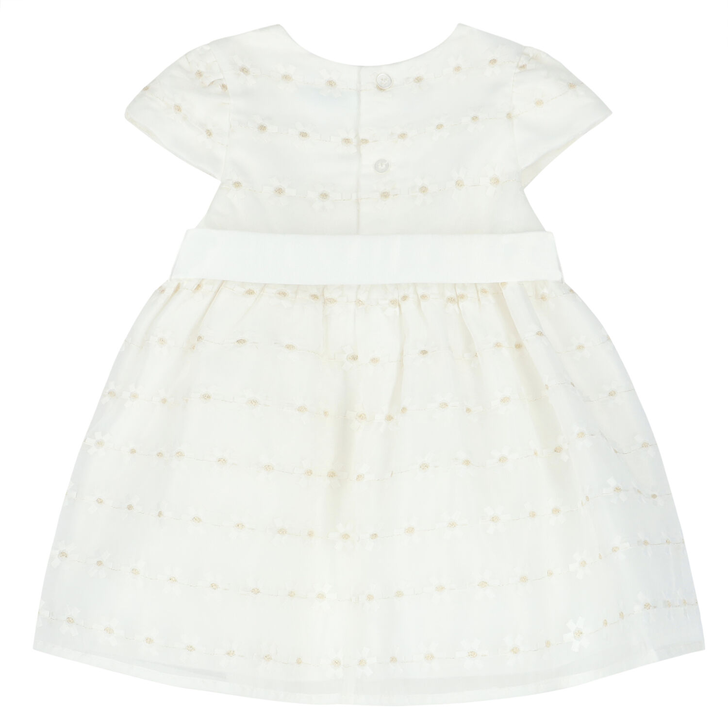Younger Girls White Bow Organza Dress, 1, hi-res image number null