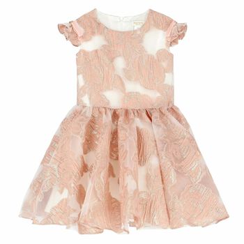 Girls Pink & Gold Organza Dress