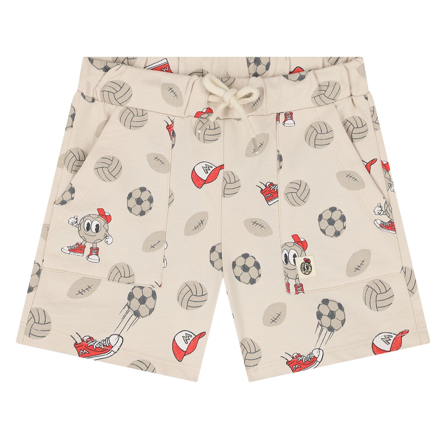 Younger Boys Beige Football Shorts, 1, hi-res