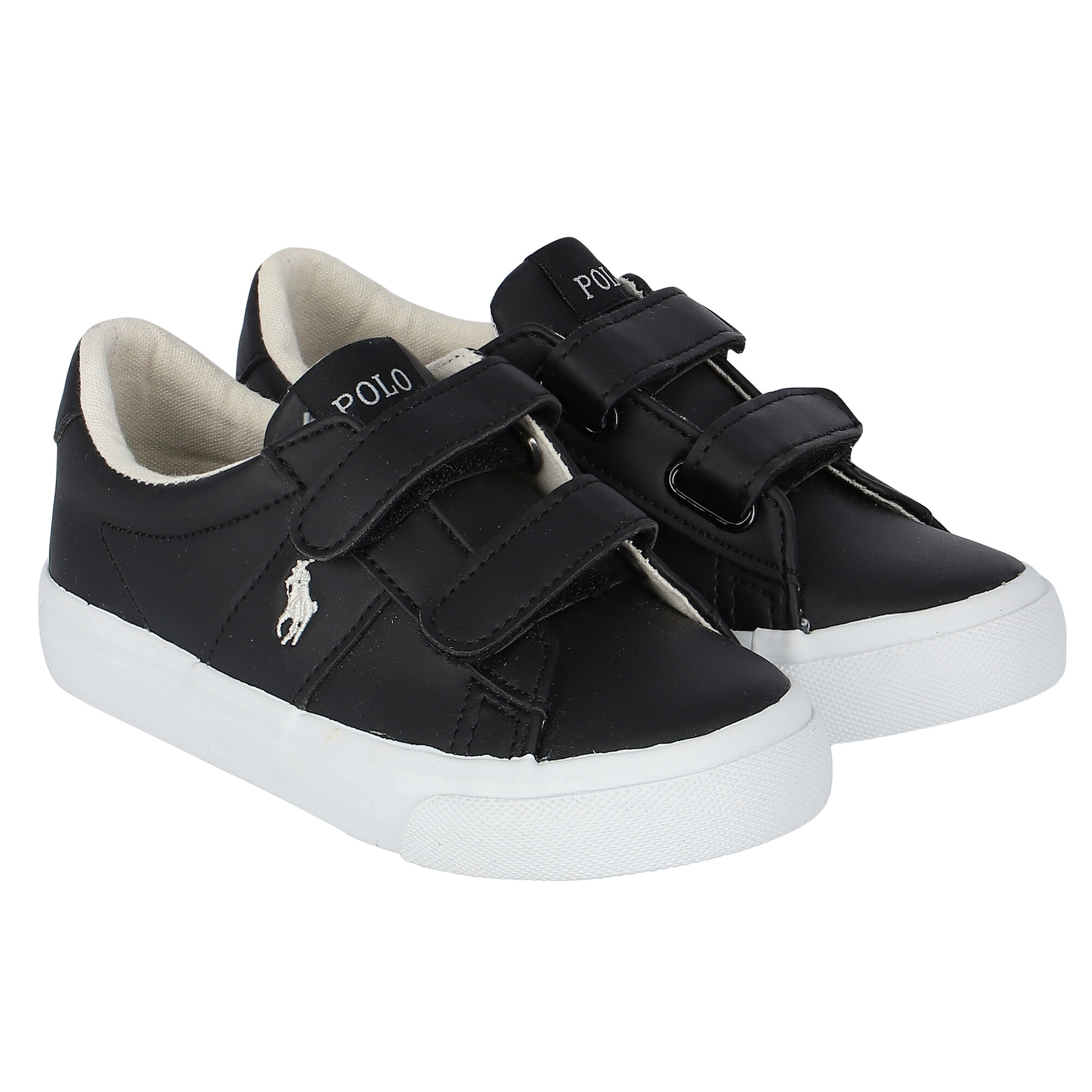 Ralph Lauren Boys Black Logo Trainers Junior Couture
