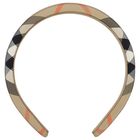Girls Beige Check Headband, 1, hi-res