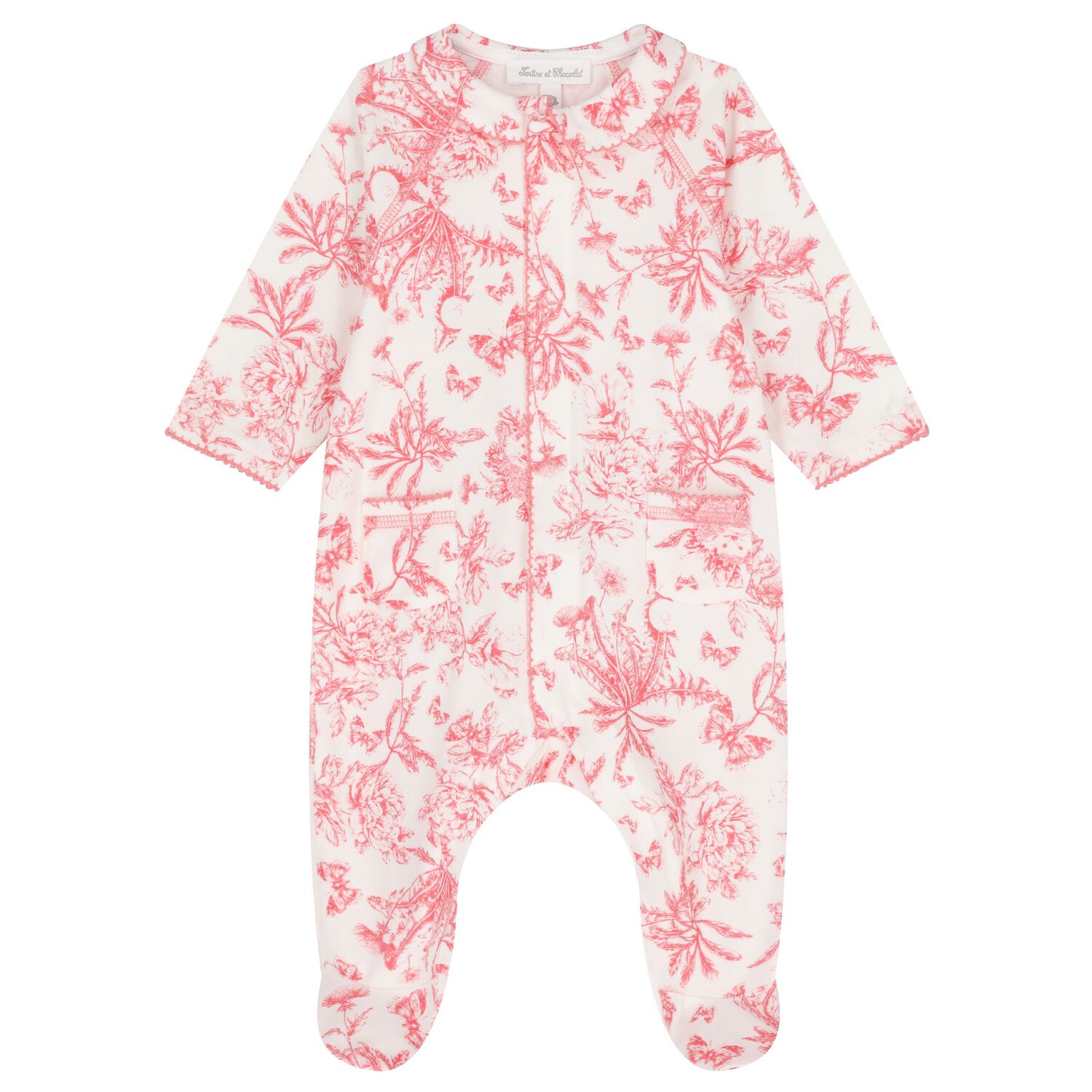 Baby Girls White & Red Floral Babygrow, 1, hi-res