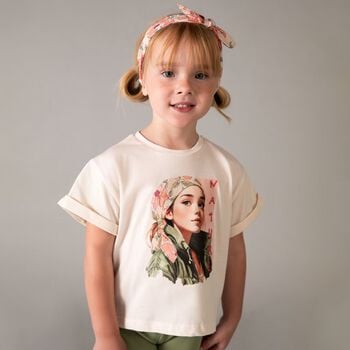 Girls Ivory T-Shirt & Headband Set