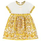 Baby Girls White & Yellow Majolica Dress Set, 1, hi-res