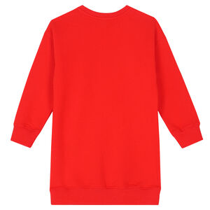 Girls Red Teddy Logo Sweatshirt Dress