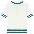 Girls White & Green Logo Knitted Polo Shirt, 1, hi-res