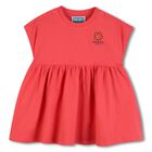 Younger Girls Red Boke Flower Dress, 1, hi-res