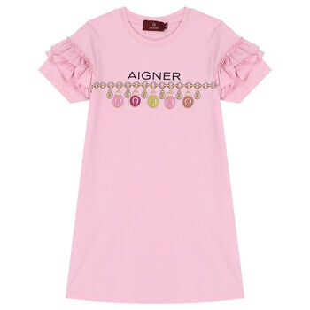 Girls Pink Logo Dress