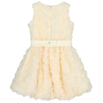 Girls Ivory 3D Flower Dress