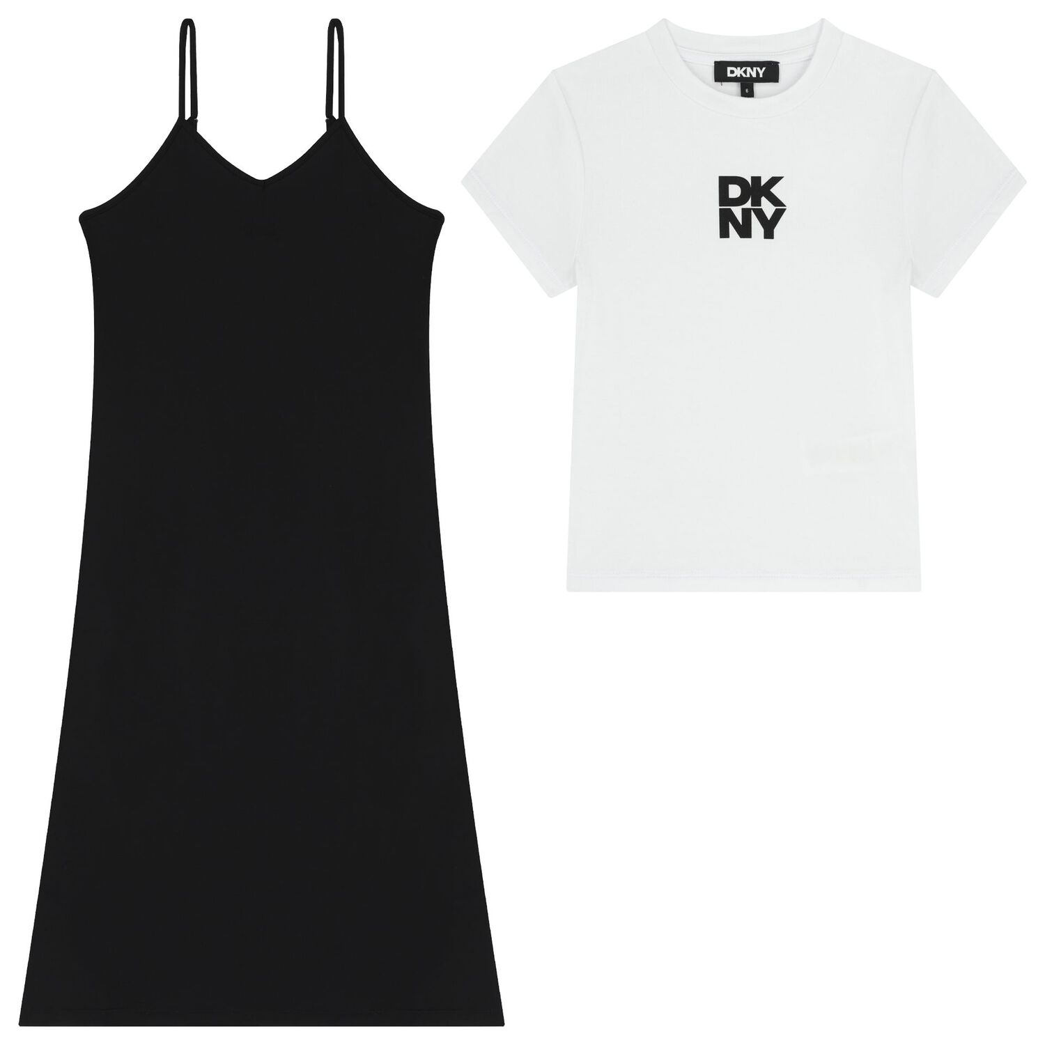Girls Mini Me White & Black Logo Dress Set, 1, hi-res