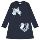 Girls Navy Blue Swirl Dress, 2, hi-res