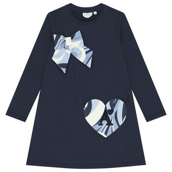 Girls Navy Blue Swirl Dress