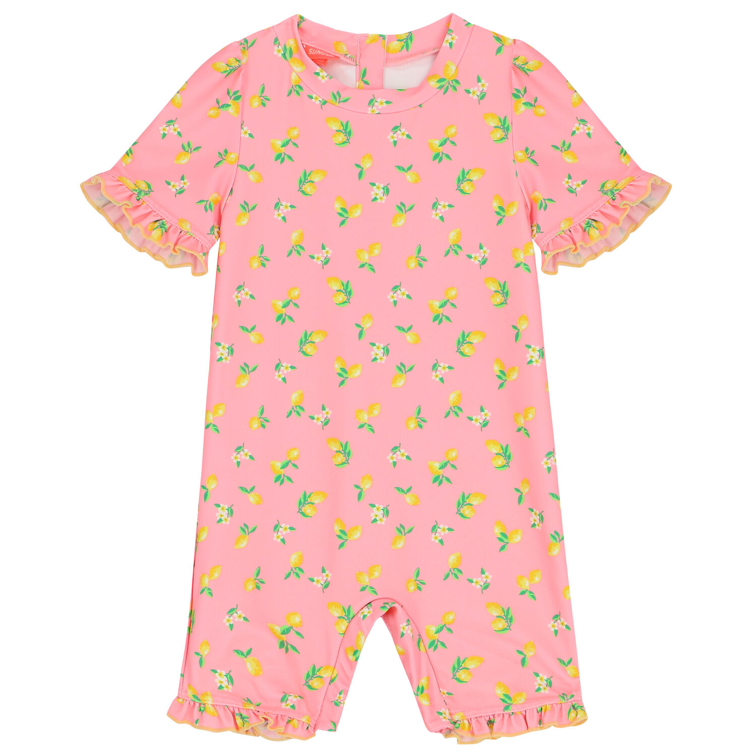 Baby Girls Pink & Yellow Lemon Sun Suit, 1, hi-res image number null