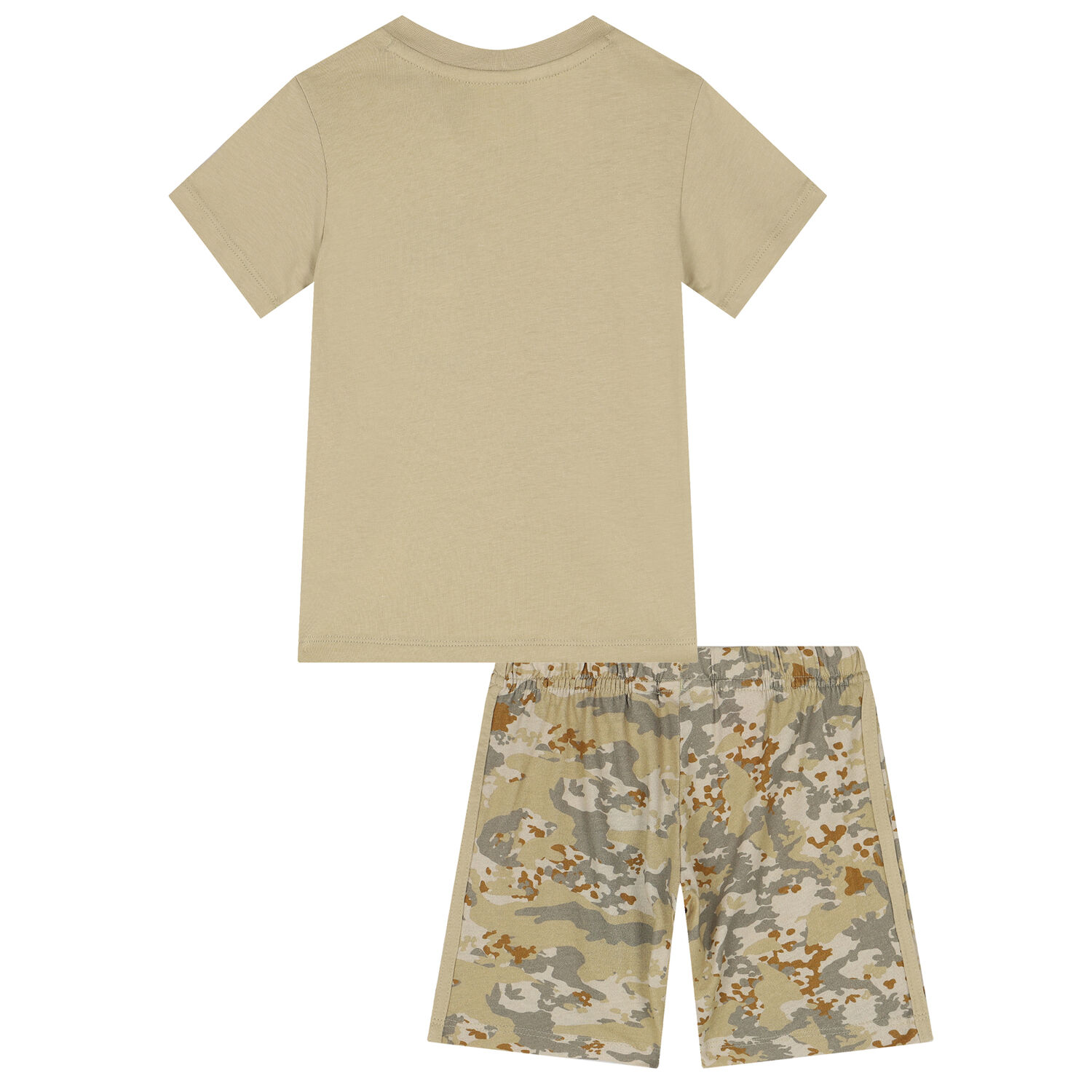Beige Trefoil Logo Camouflage Shorts Set, 1, hi-res