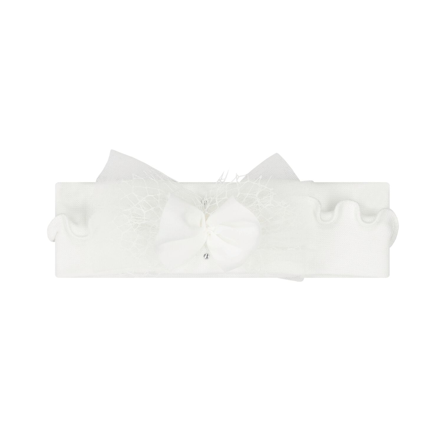 Baby Girls Ivory Bow Headband, 1, hi-res