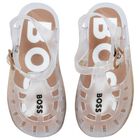 Girls Transparent Logo Jelly Sandals, 1, hi-res