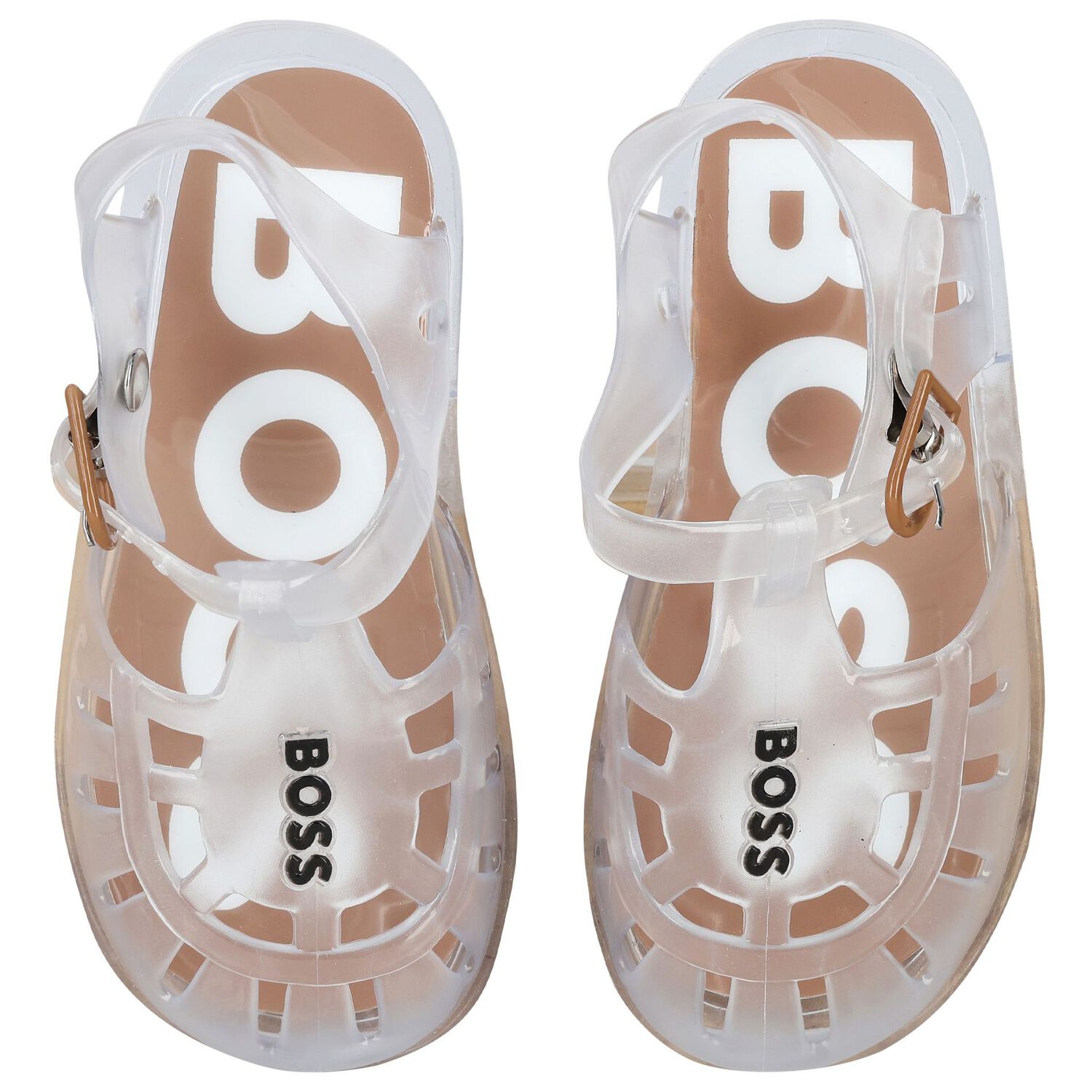 Girls Transparent Logo Jelly Sandals, 1, hi-res image number null