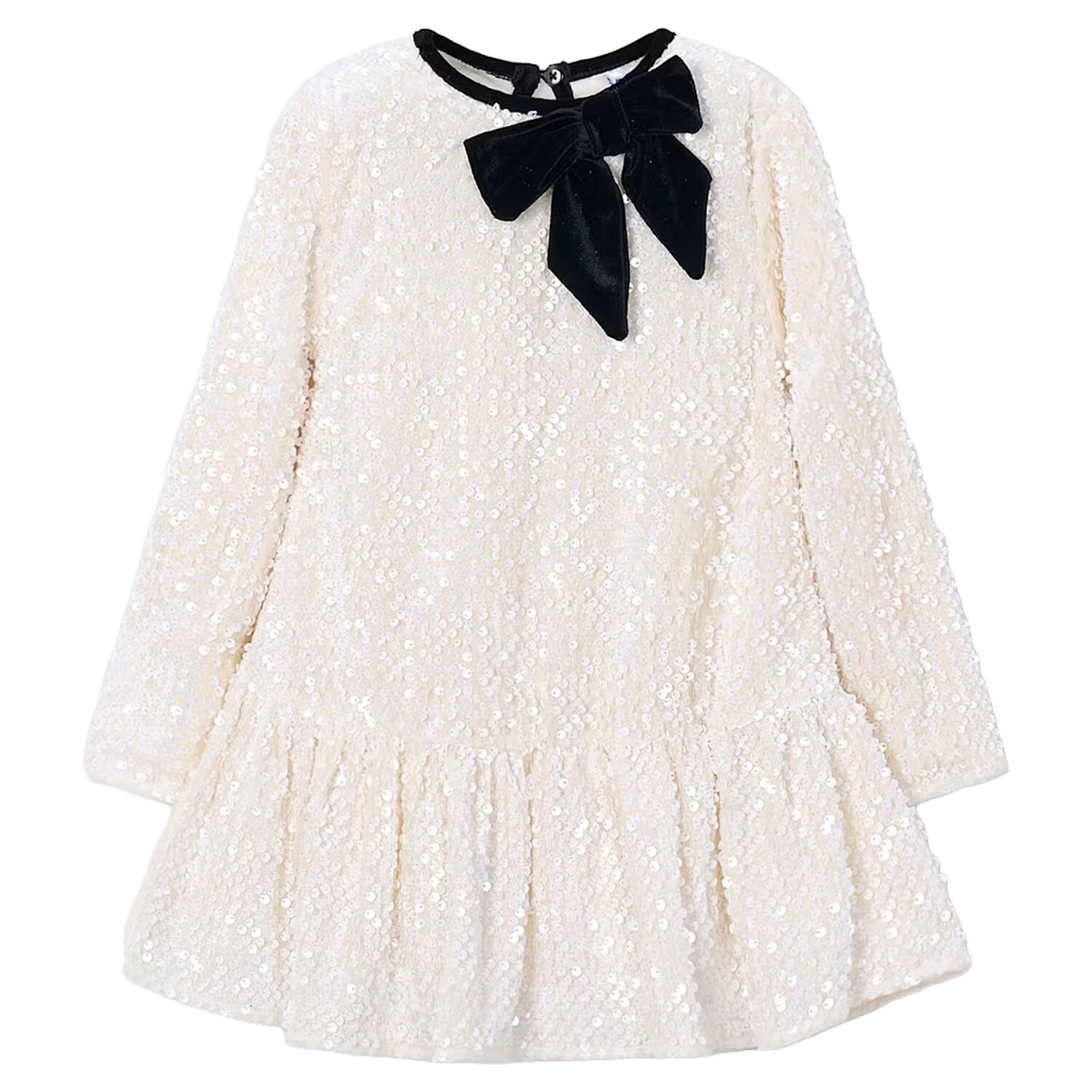 Girls Ivory Embellished Dress, 1, hi-res