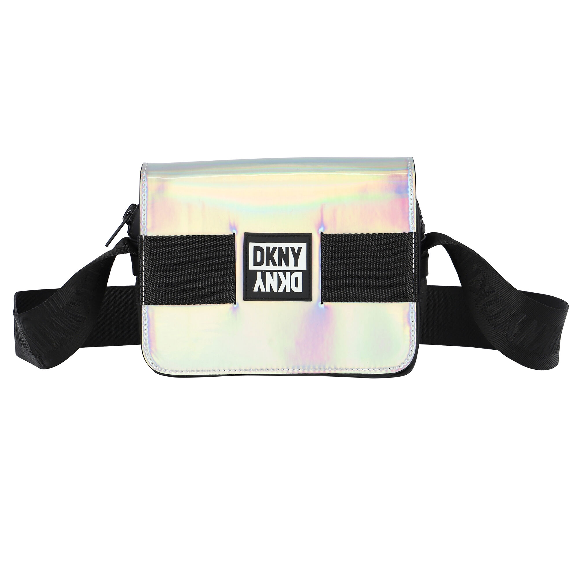 DKNY Girls Black Iridescent Logo Crossbody Bag Junior Couture USA