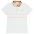 Boys White Logo Polo Shirt, 1, hi-res