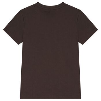 Boys Mini Me Brown Logo T-Shirt