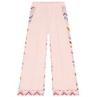 Girls Pink Logo Zig Zag Trousers, 1, hi-res