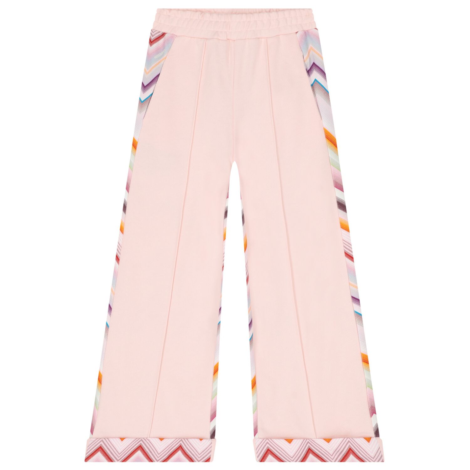 Girls Pink Logo Zig Zag Trousers, 1, hi-res