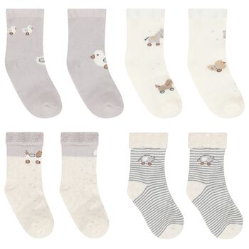 Ivory & Grey Socks ( 4 Pack )