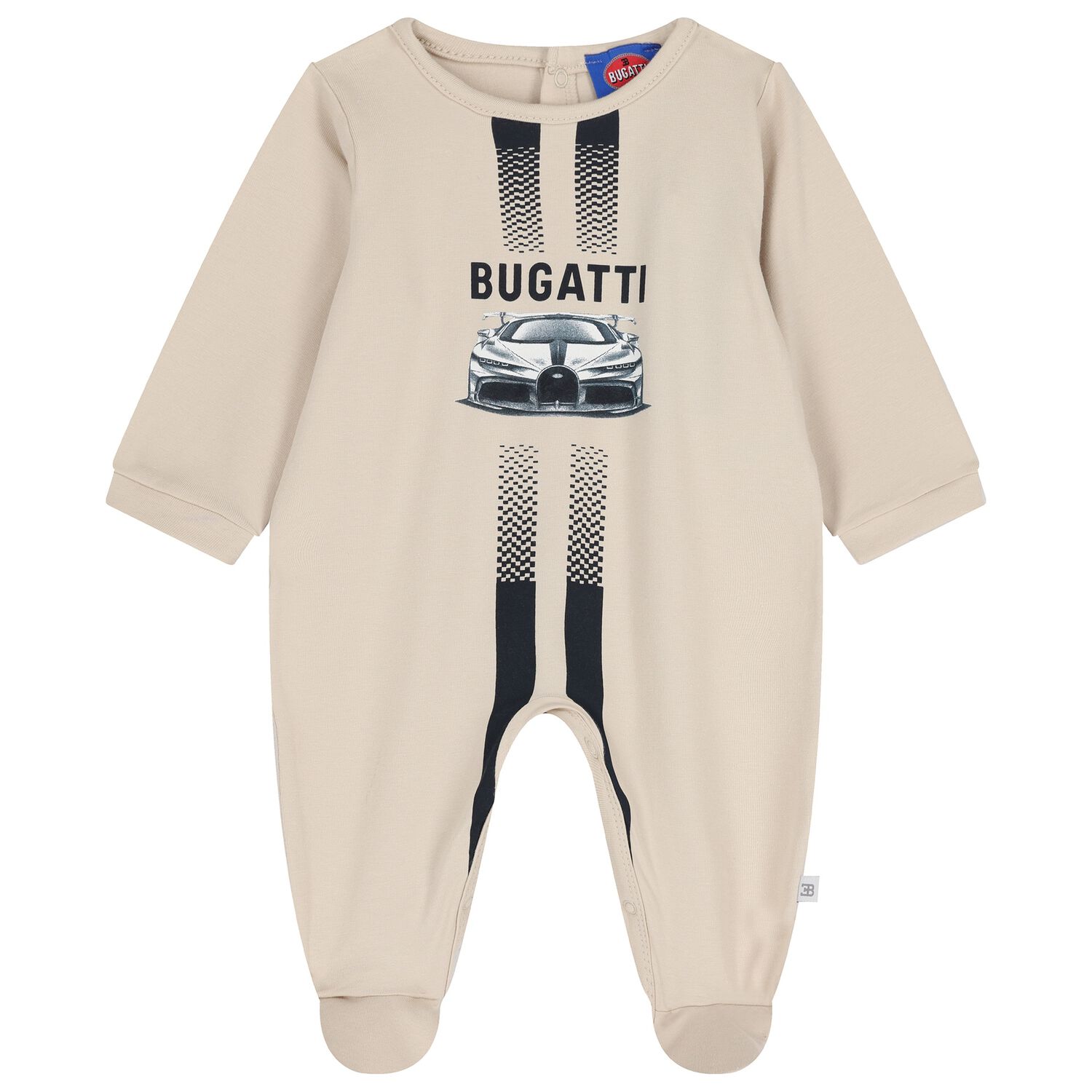 Baby Boys Beige Logo Babygrow, 1, hi-res