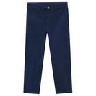 Boys Navy Blue Chino Trousers, 3, hi-res