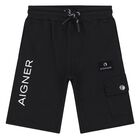 Younger Boys Black Logo Shorts , 1, hi-res