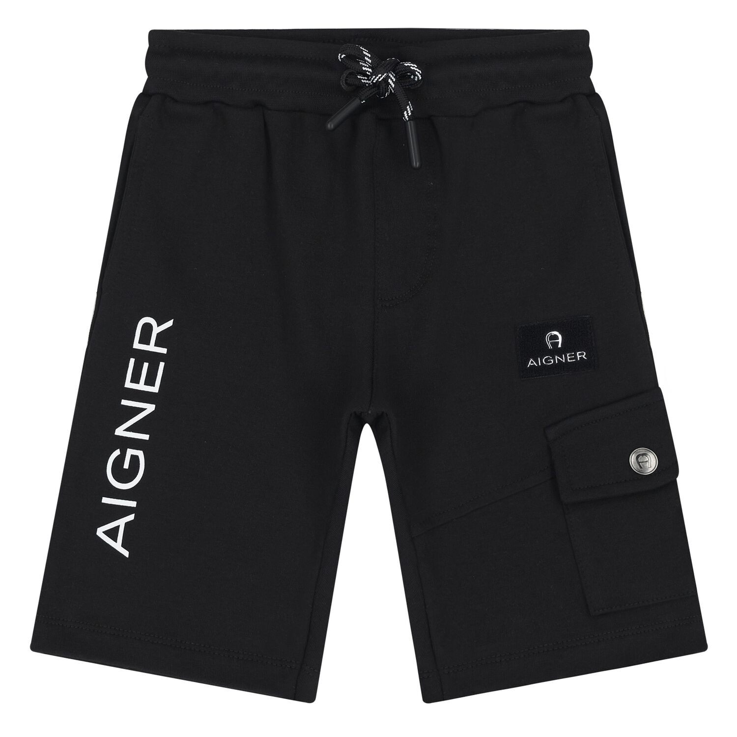 Younger Boys Black Logo Shorts , 1, hi-res