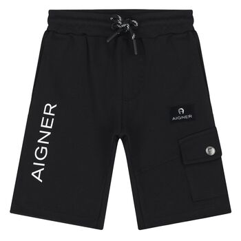 Younger Boys Black Logo Shorts 