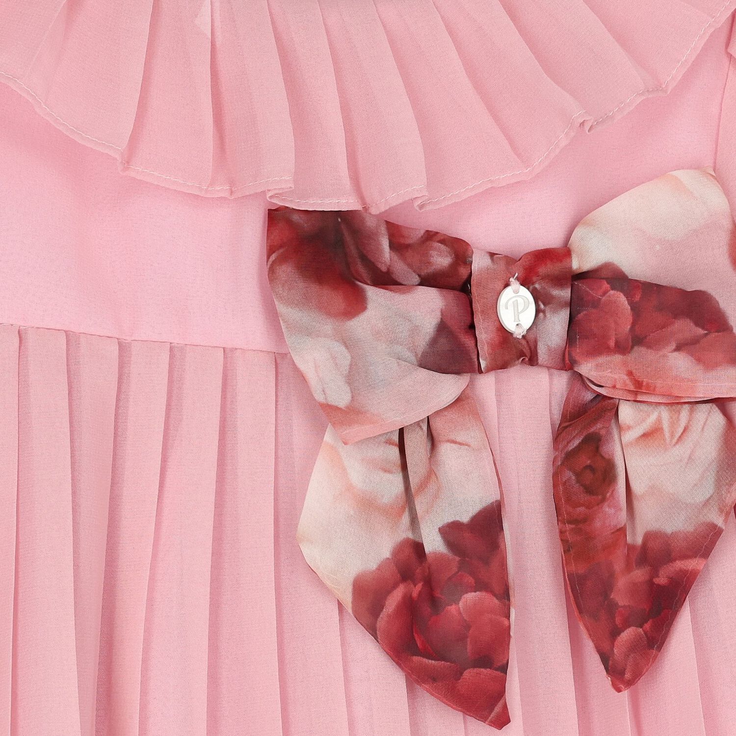 Girls Pink Floral Chiffon Dress, 1, hi-res image number null