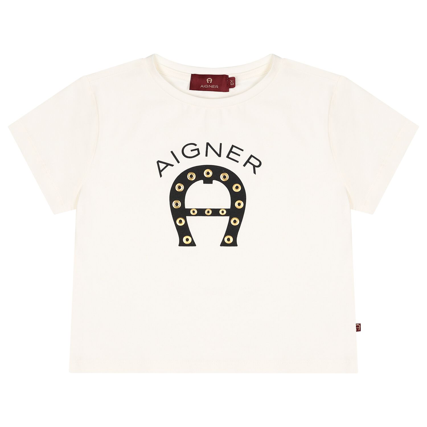 Girls Ivory & Black Logo T-Shirt, 1, hi-res