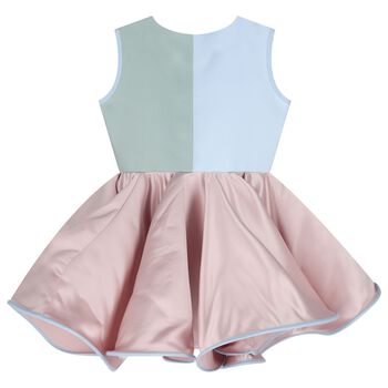 Girls Pink, Blue & Green Satin Dress, 1 Girls Pink, Blue & Green Satin Dress