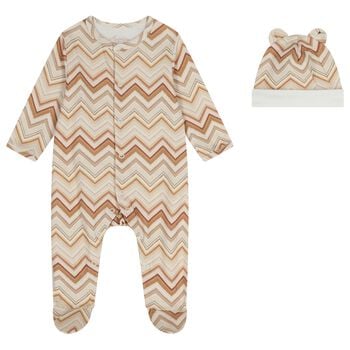 Beige & Brown Zig Zag Babygrow Set